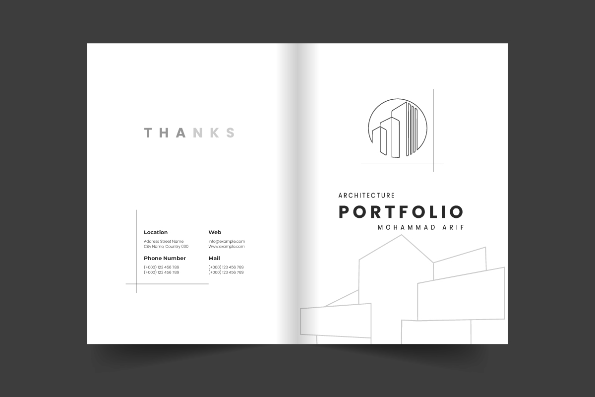 Building and Architecture Portfolio Template or Portfolio Brochure Cover Layout