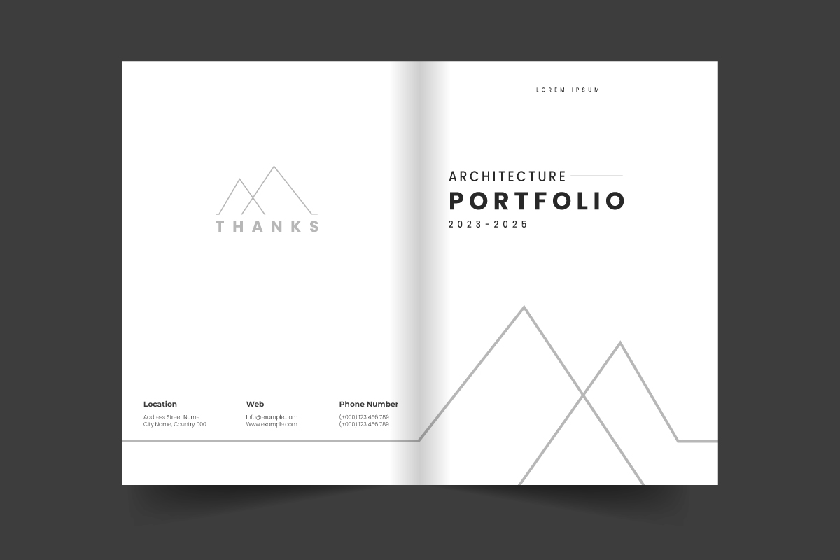 Building and Architecture Portfolio Template or Brochure Cover Layout. Book cover template