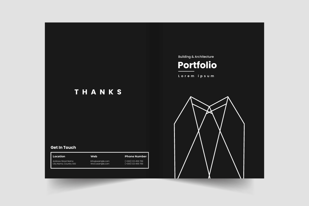 Building and architecture portfolio cover template and Brand guideline book cover layout.