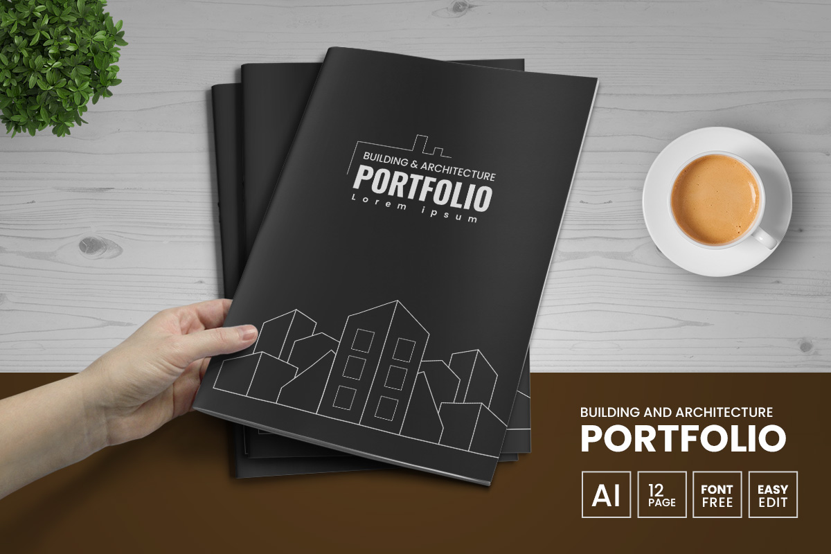 Minimal Building and Architecture Portfolio Template or Portfolio Brochure. Magazine Template