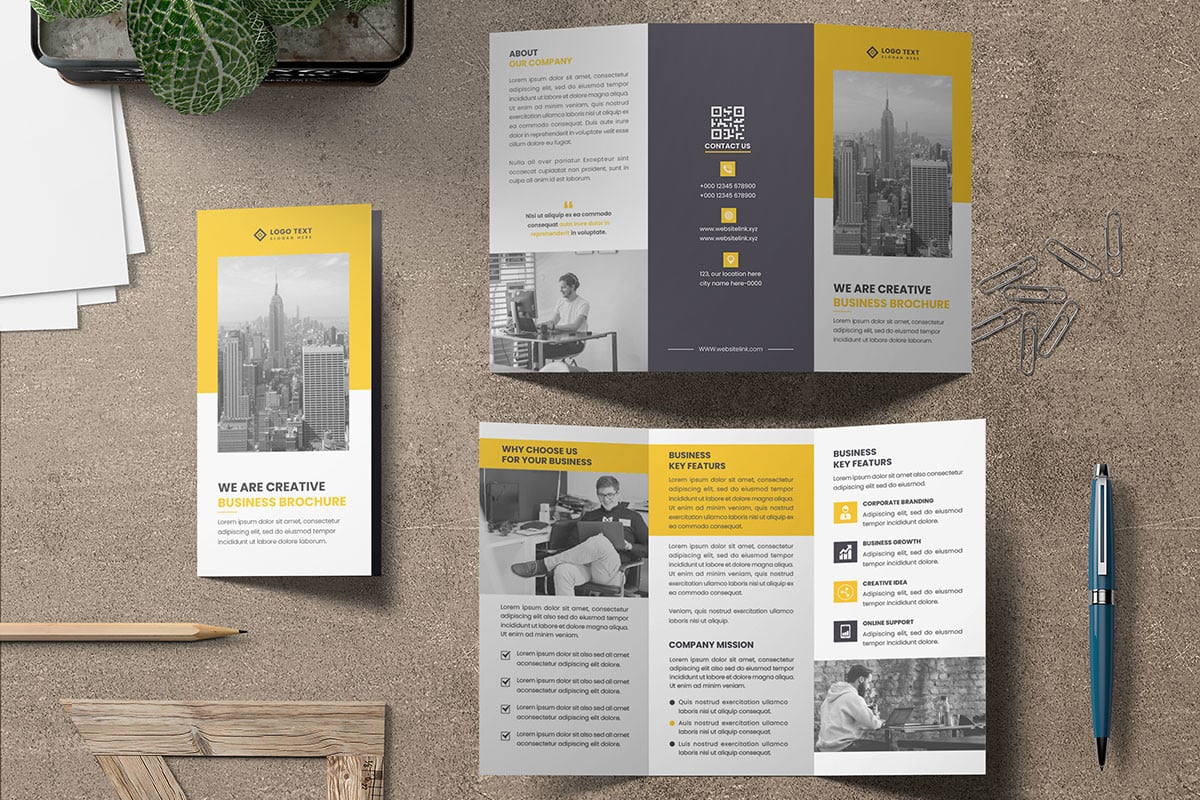 Modern corporate business trifold brochure template design