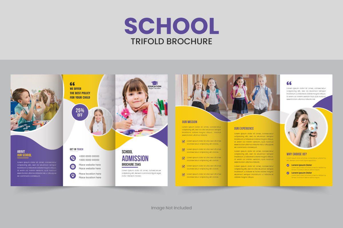 Minimal school admission trifold brochure template and Kids education flyer template