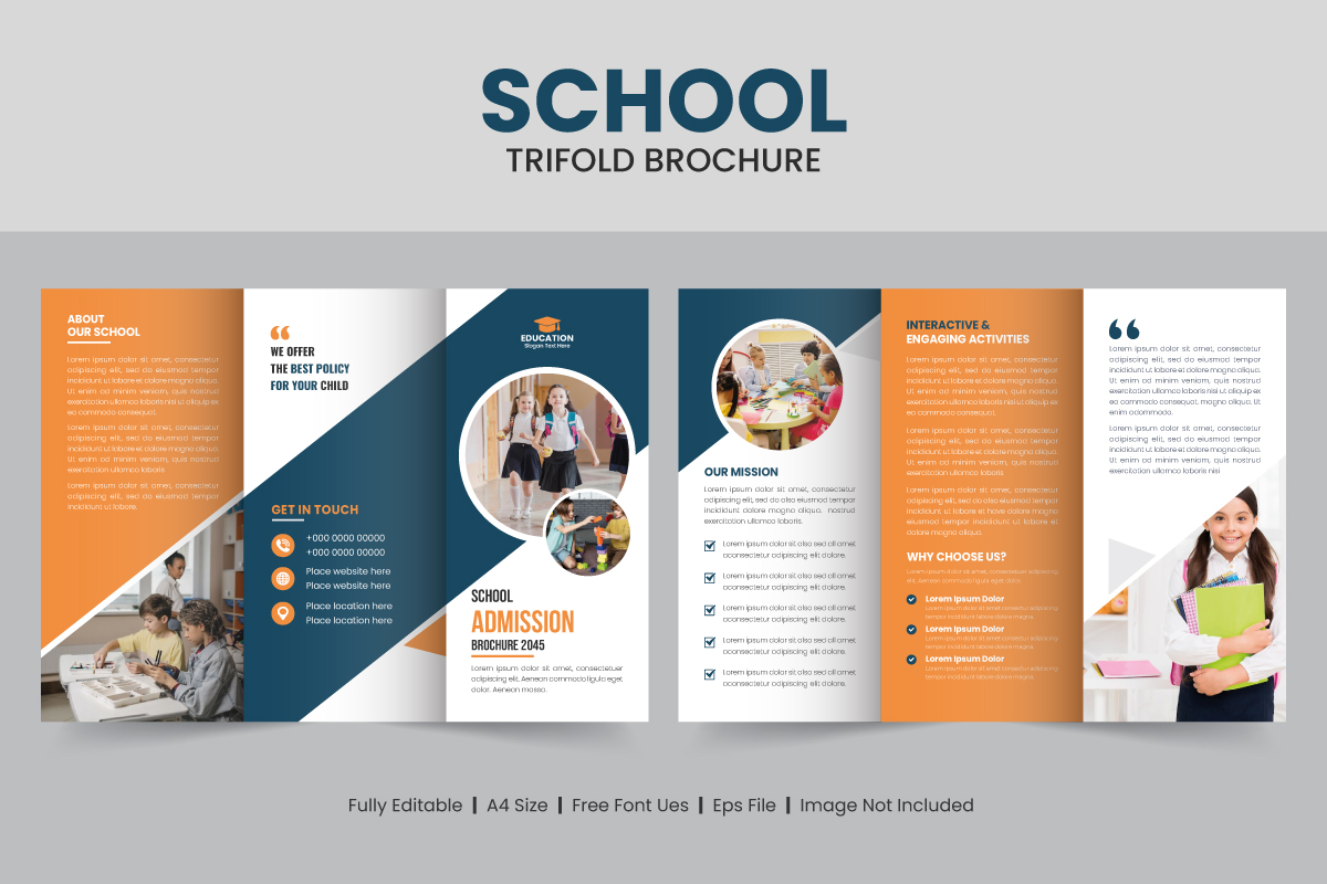 Kids School Admission and Education Trifold Brochure Template