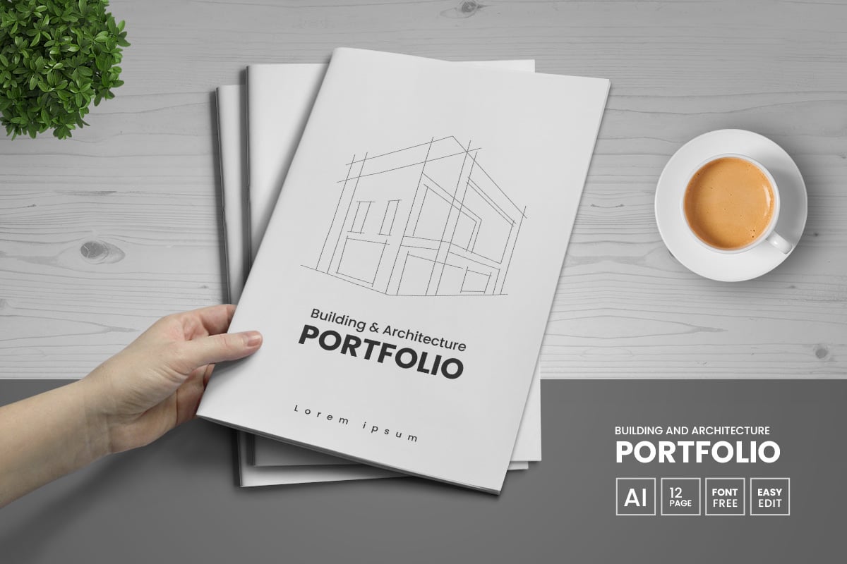 Minimal Architecture Portfolio Template and Building technology portfolio layout design