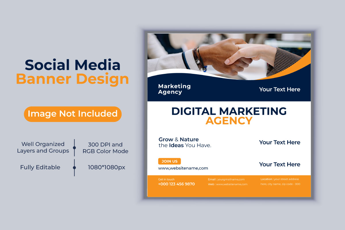 Creative New Idea Digital Marketing Agency Template Design For Social Media Post Banner