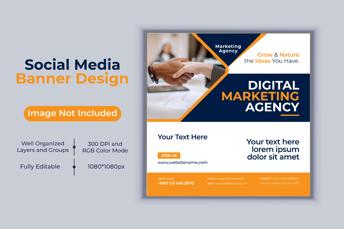 Creative New Idea Digital Marketing Agency Banner Design Vector Template