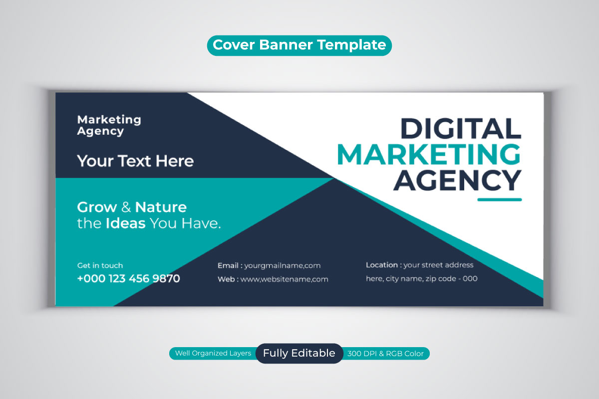 Digital Marketing Agency Social Media Banner For Facebook Cover Template