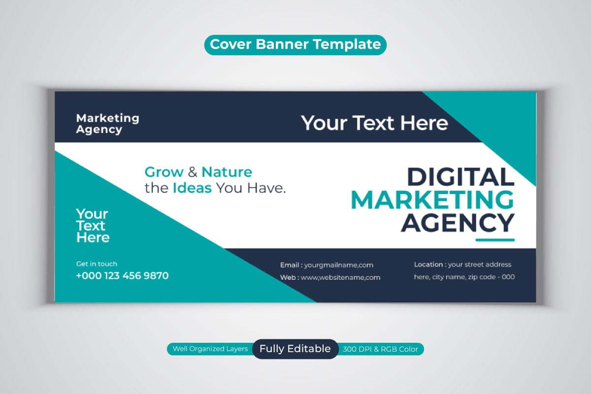 Digital Marketing Agency Social Media Vector Banner For Facebook Cover Design