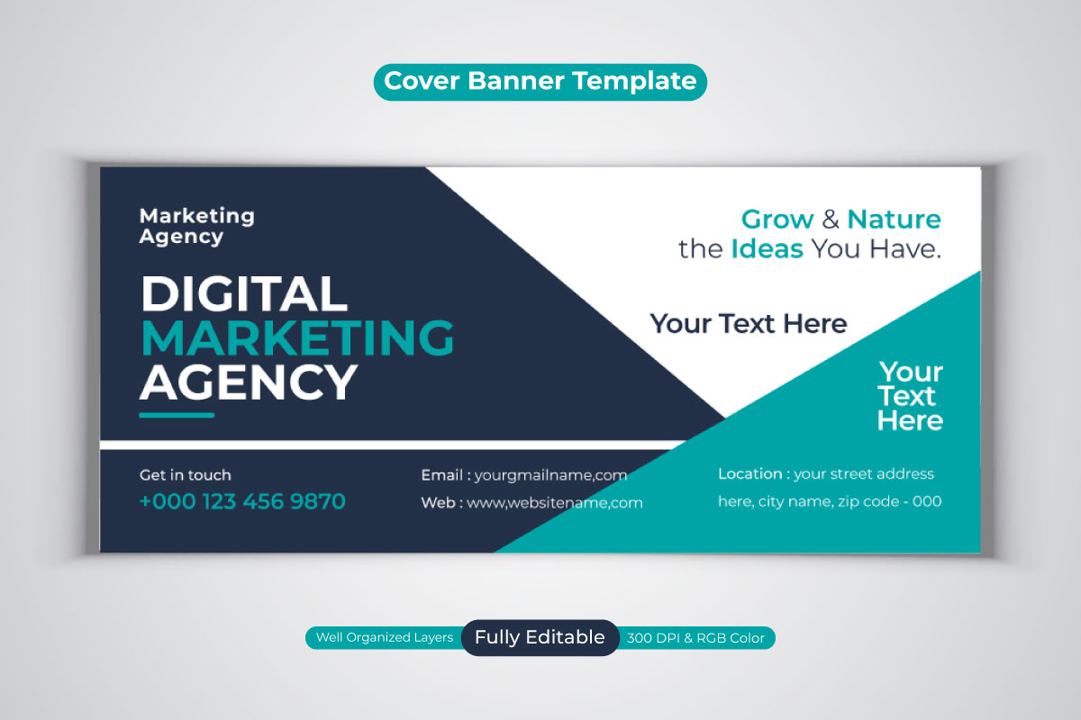 Digital Marketing Agency Social Media Vector Banner For Facebook Cover Design Template