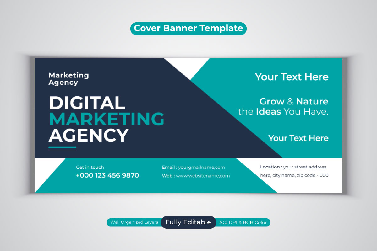 Digital Marketing Agency Social Media Banner For Facebook Cover Vector Template