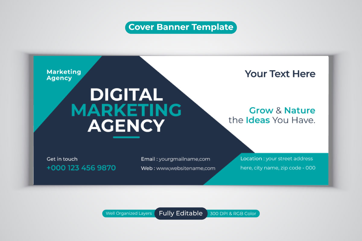 Digital Marketing Agency Social Media Banner For Facebook Cover Vector Template Design