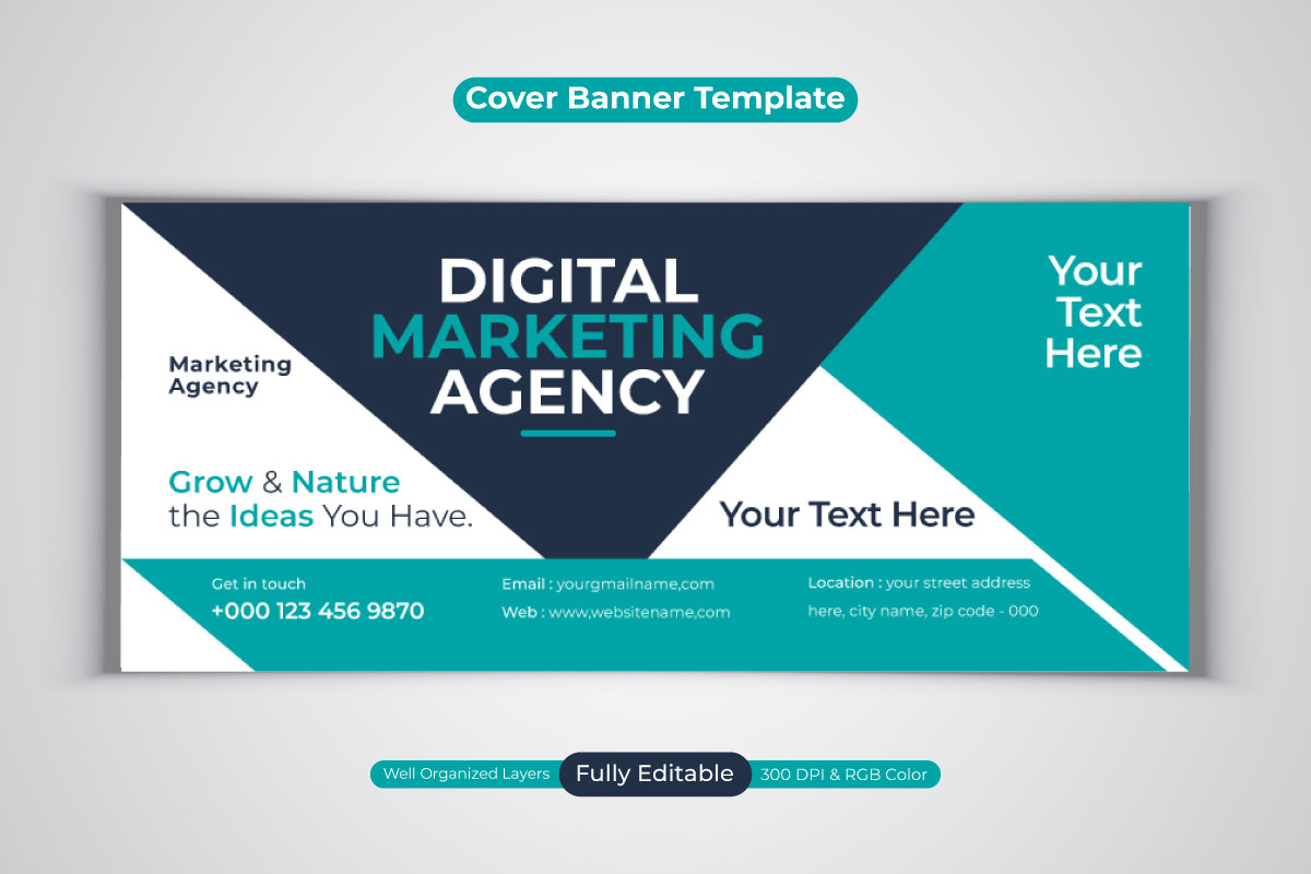 Digital Marketing Agency Social Media Banner For Facebook Cover Design Vector Template