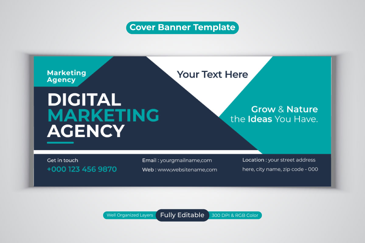 Digital Marketing Agency Social Media Banner For Facebook Cover Template Vector Design