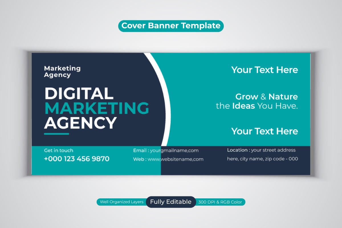 Digital Marketing Agency Social Media Banner Template For Facebook Cover Design