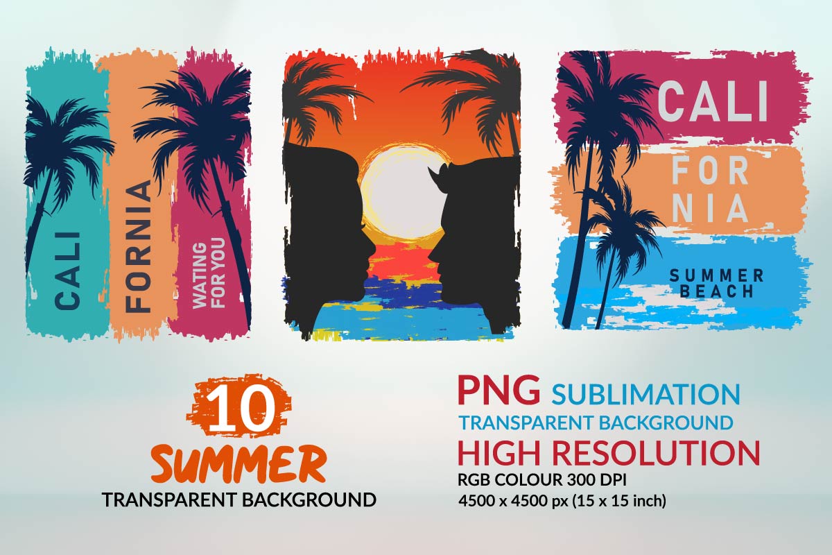 Beach Sunset PNG Colorful Sublimation Bundle