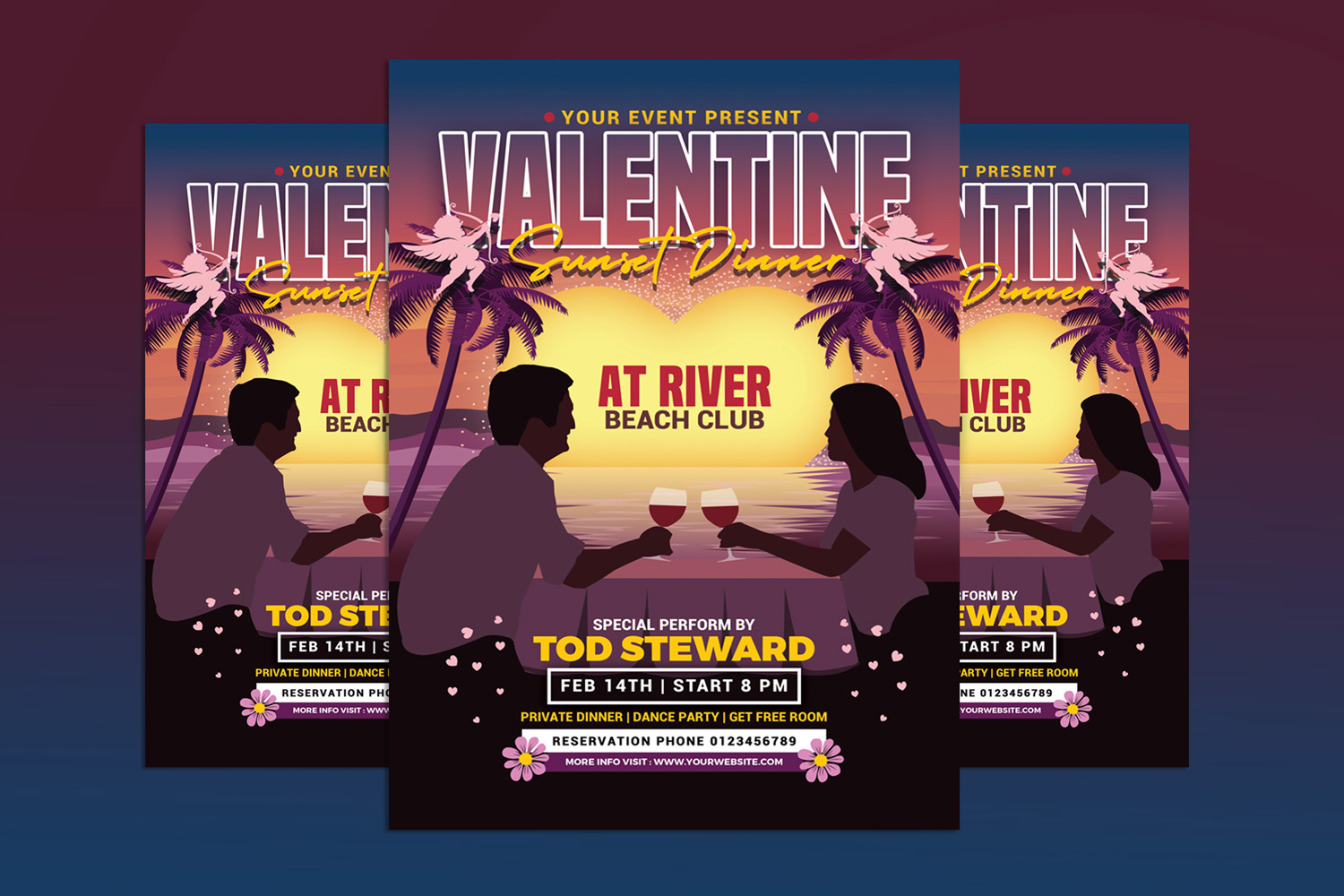 Valentine's Day Sunset Dinner Flyer Template