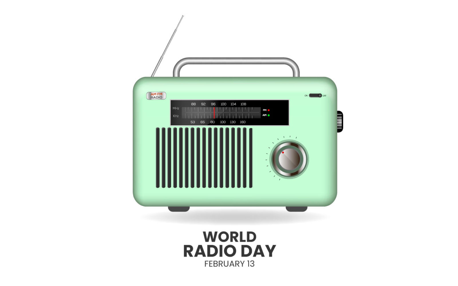 vector world radio day with realistic radio design   isolated on white background