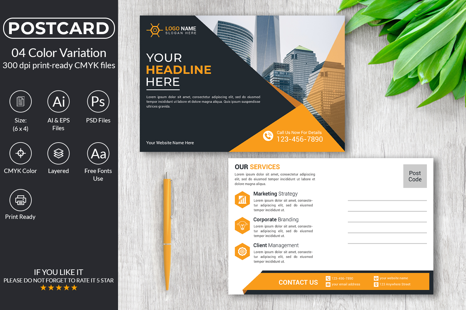 Corporate Postcard Design Template For Business