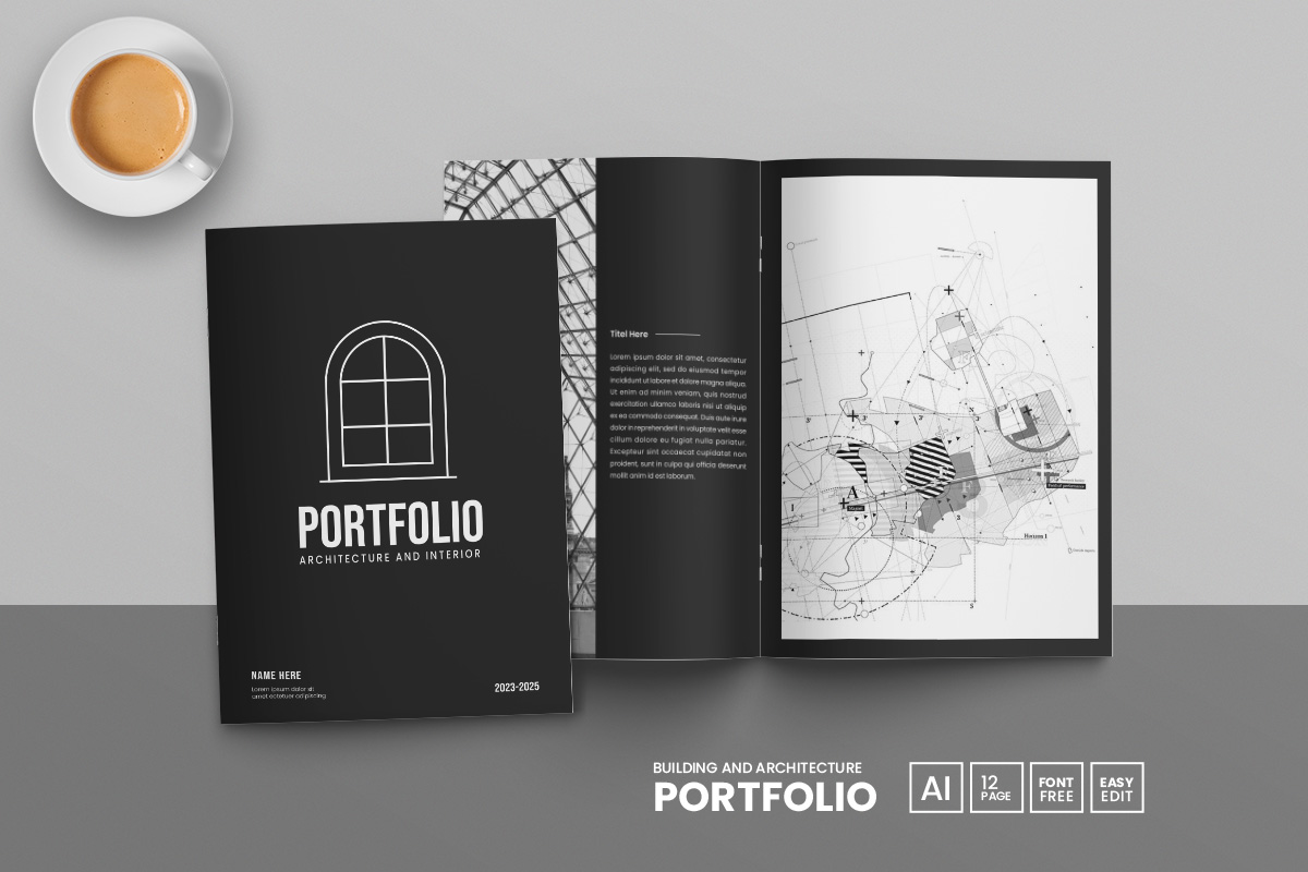 Minimal Building and Architecture Portfolio Template and Interior Design Portfolio or Brochure