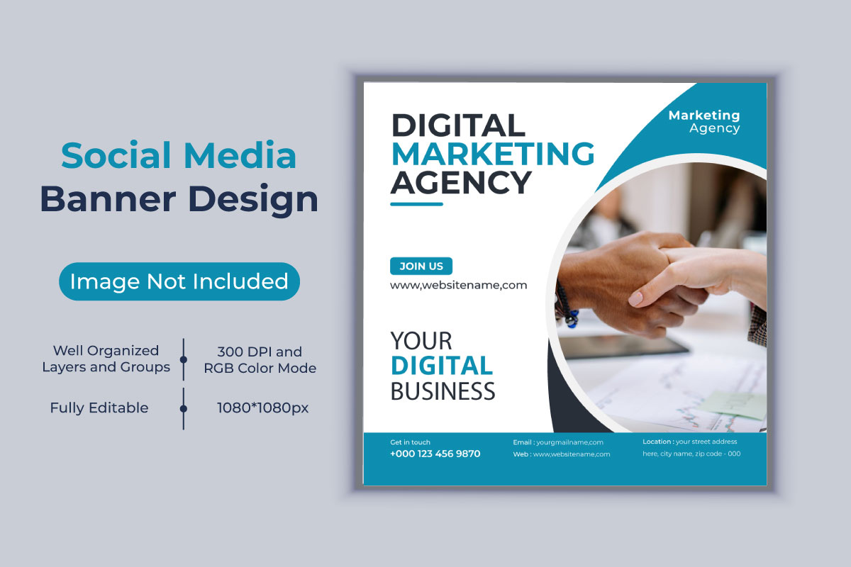 Digital Marketing Agency Social Media Post Business Banner Design Vector Template