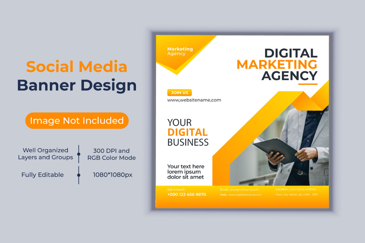 Digital Marketing Agency Social Media Post Banner Design Vector Template