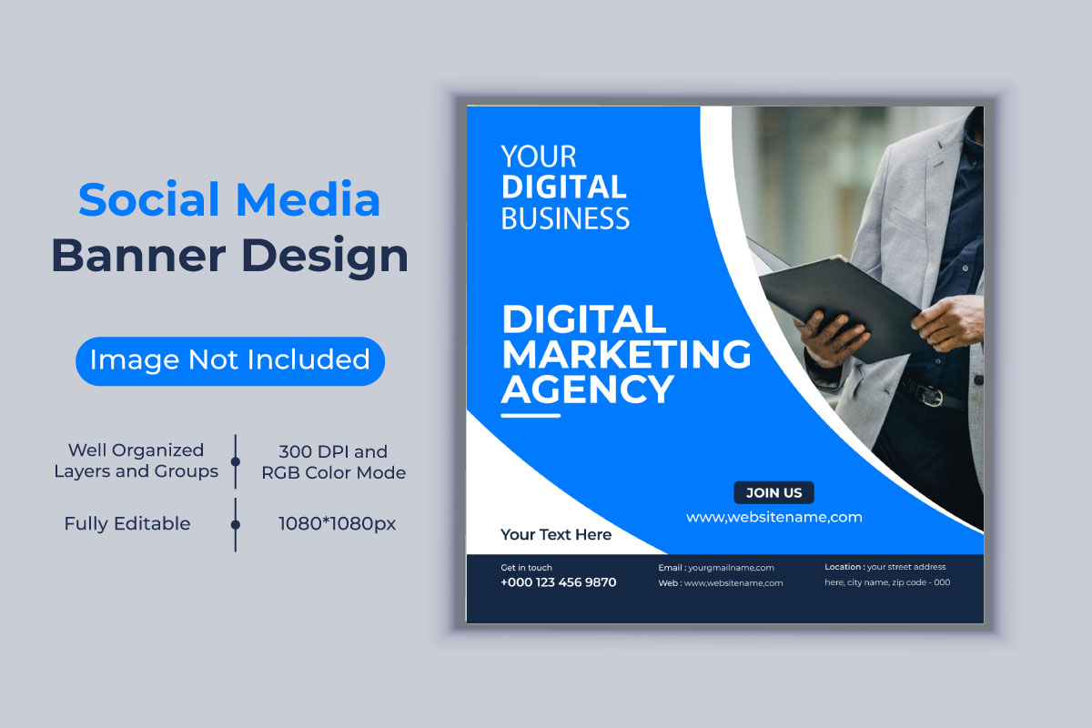 Digital Marketing Agency Social Media Business Banner Design Vector Template