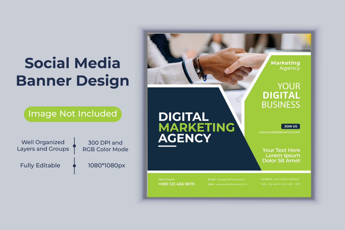 Digital Marketing Agency Social Media Business Banner Design Vector