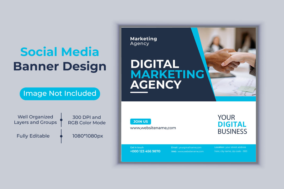 Digital Marketing Agency Social Media Post Business Banner Vector Template