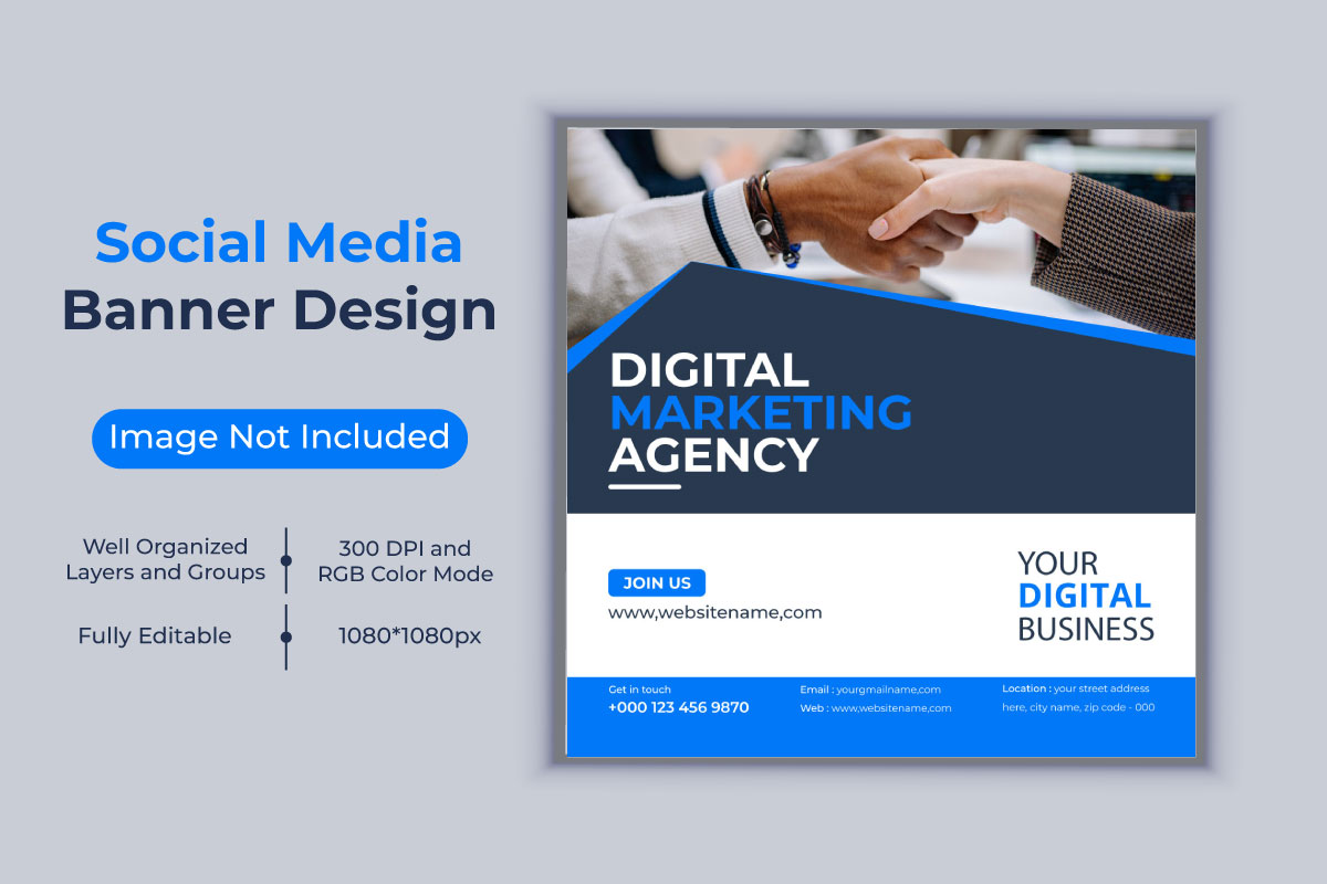 Digital Marketing Agency Social Media Post Banner Vector Template