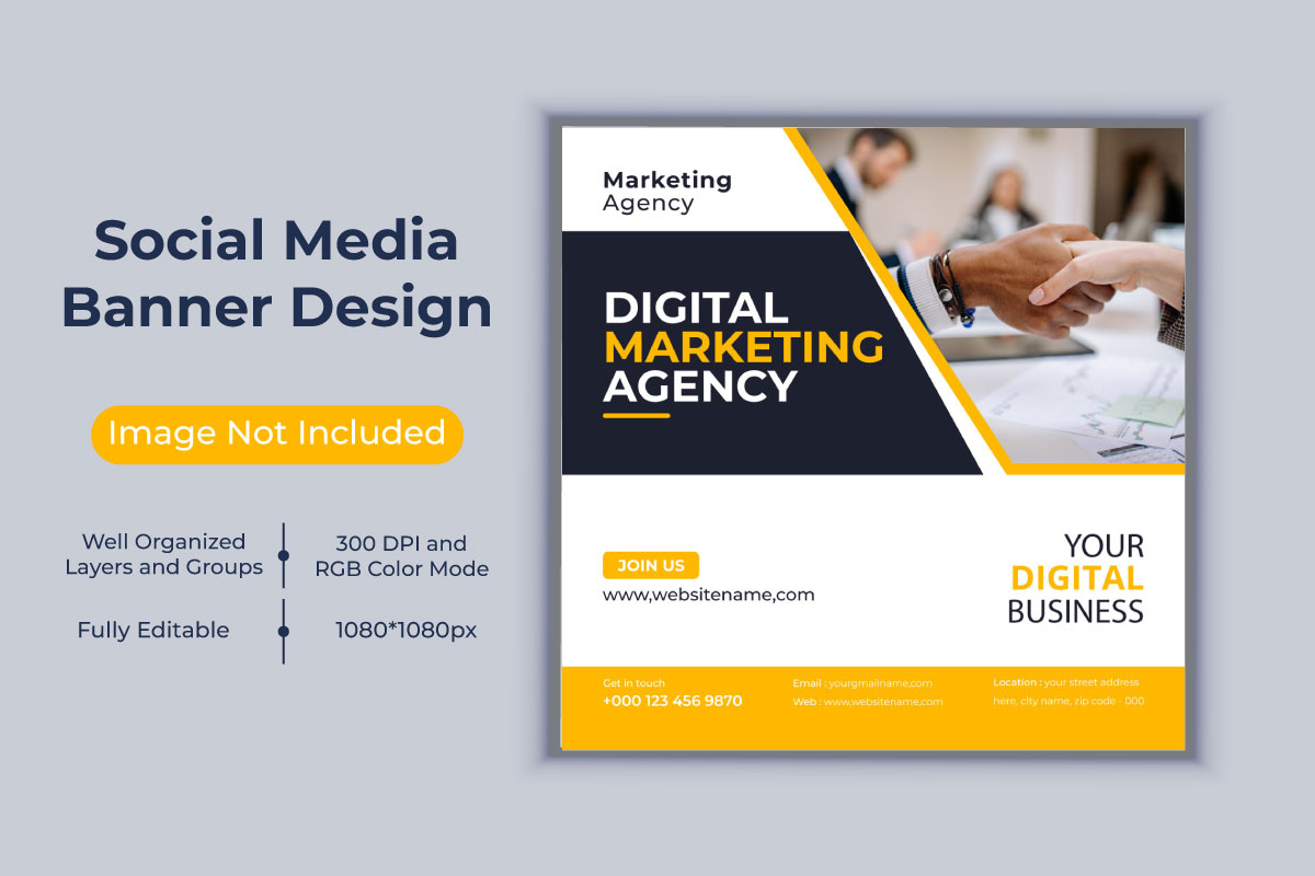 Corporate Digital Marketing Agency Social Media Post Web Banner Template