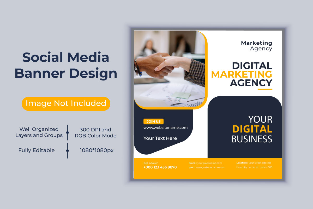 Corporate Digital Marketing Agency Social Media Post Web Banner Vector Template