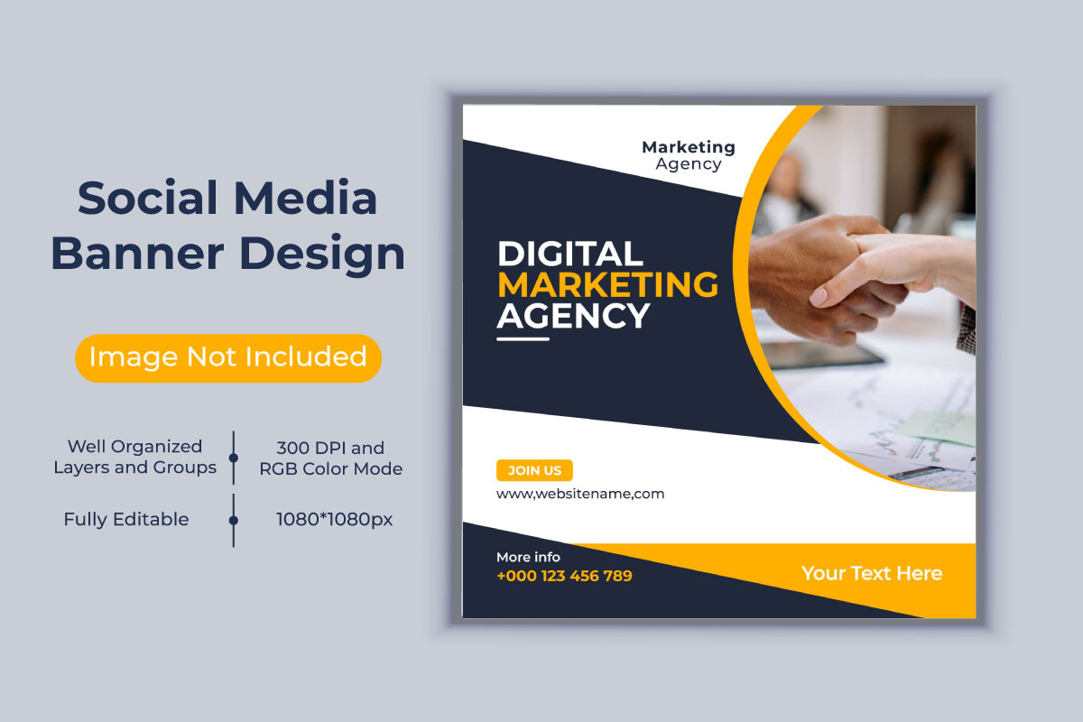 Corporate Digital Marketing Agency Social Media Post Banner Vector Template