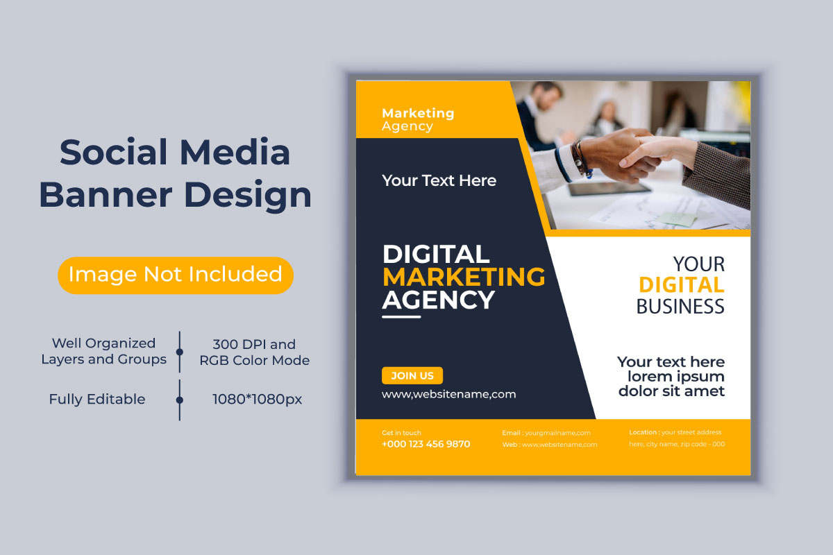 Corporate Digital Marketing Agency Social Media Post Business Banner Vector Template