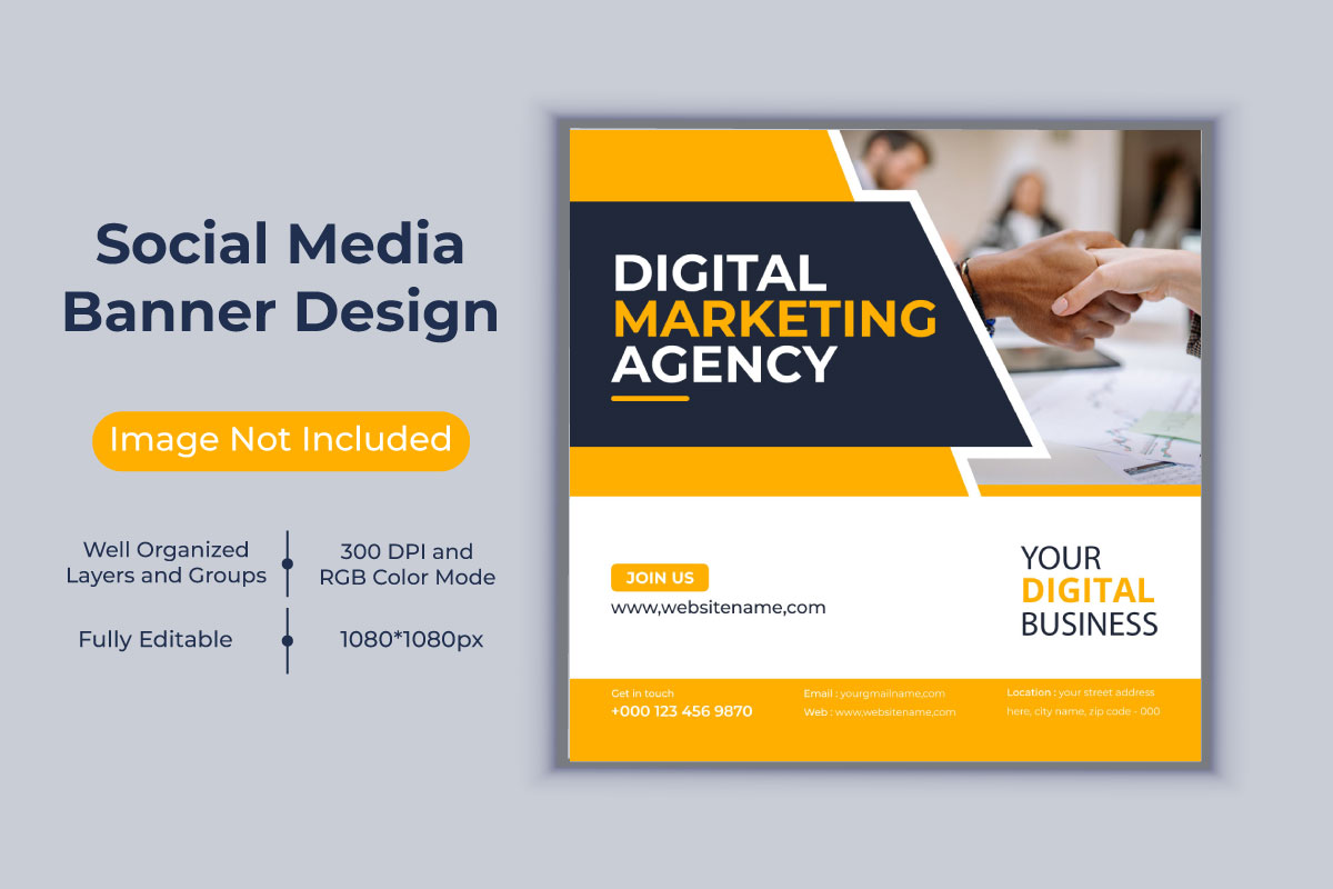 Corporate Digital Marketing Agency Social Media Post Web Business Banner Design Vector Template