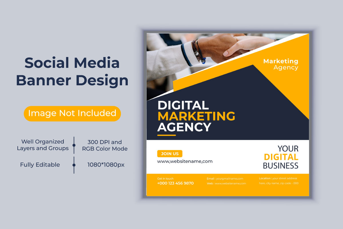 Corporate Digital Marketing Agency Social Media Post Web Banner Design Vector Template