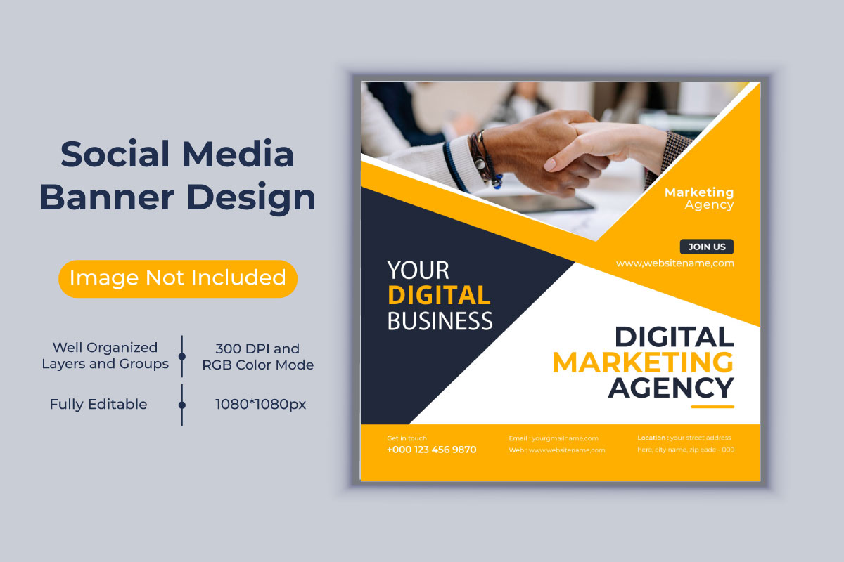 Corporate Digital Marketing Agency Social Media Post Vector Banner Template