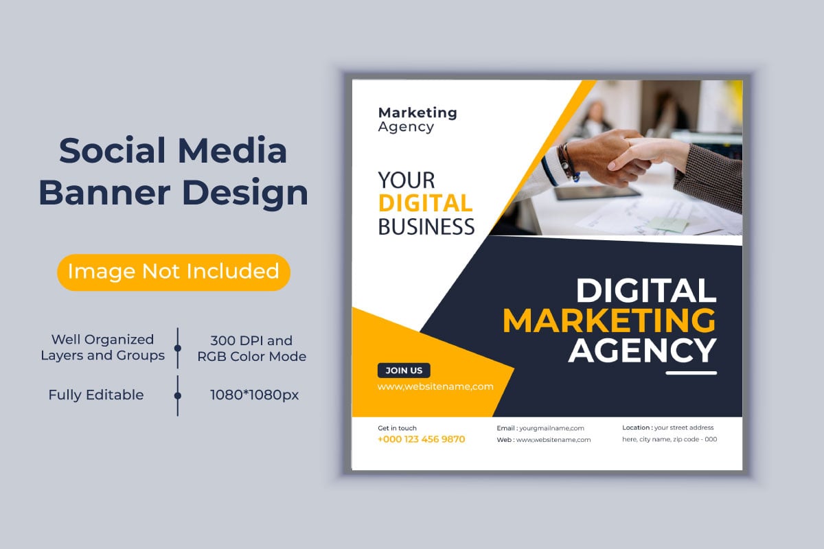 Corporate Digital Marketing Agency Social Media Post Web Banner Vector Design Template