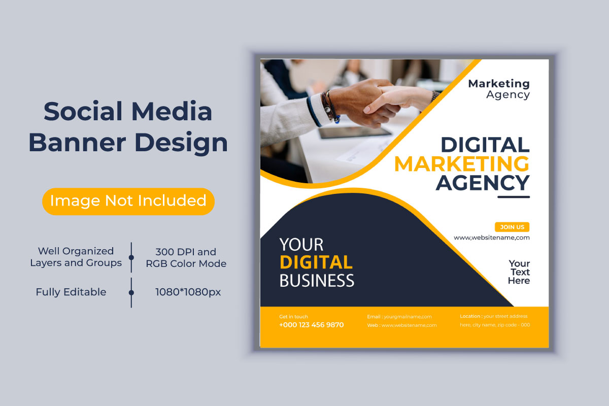 Corporate Digital Marketing Agency Social Media Post Banner Web Vector Template