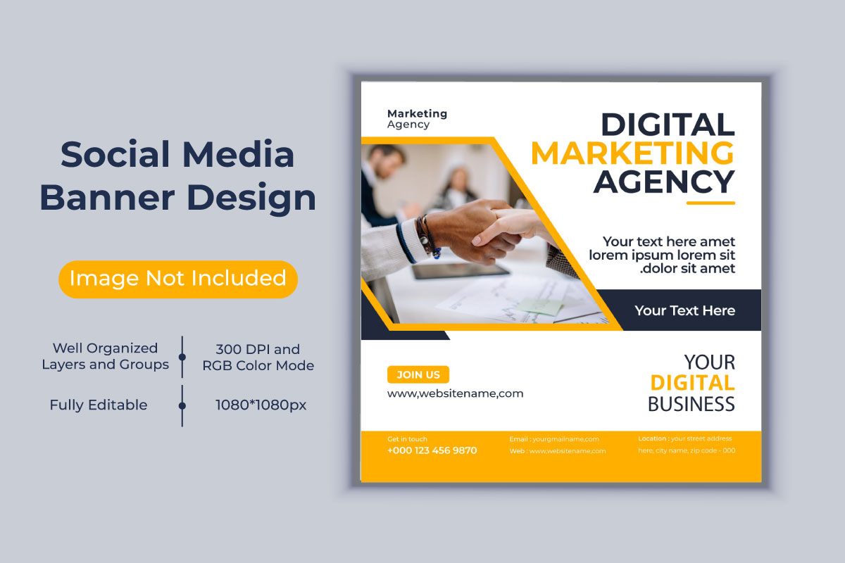 Corporate Digital Marketing Agency Social Media Post Vector Template