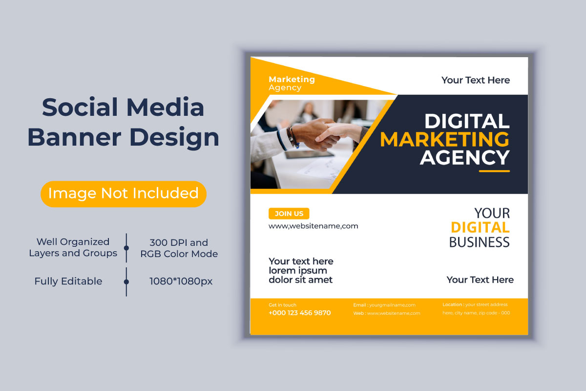 Corporate Digital Marketing Agency Social Media Post Vector Banner