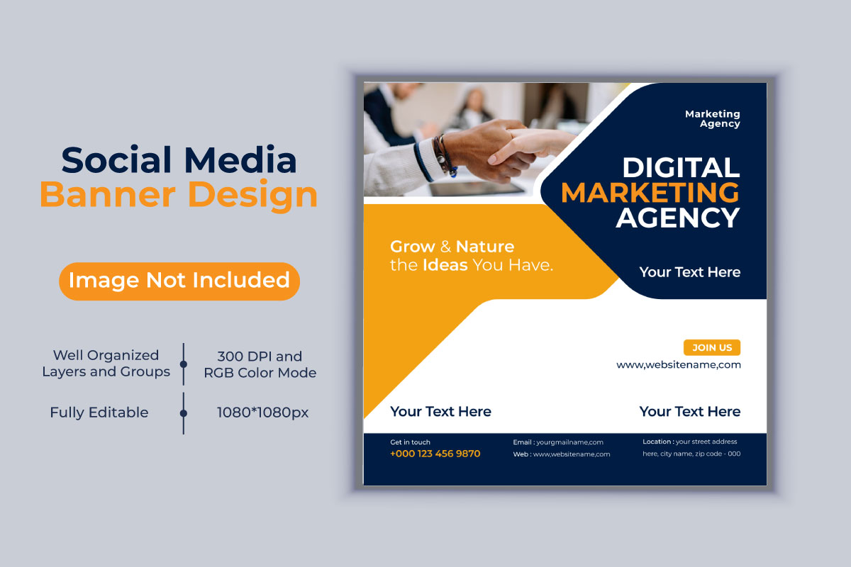 Creative New Digital Marketing Agency Banner Template Design For Social Media Post