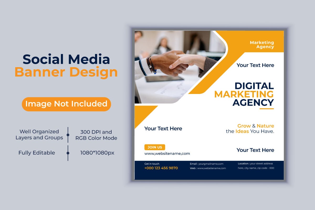 Creative New Digital Marketing Agency Banner Design For Social Media Post