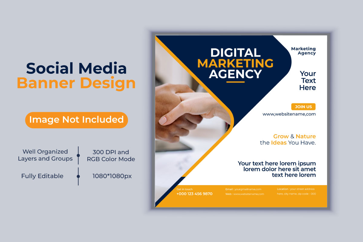 Creative New Digital Marketing Agency Banner Template  For Social Media Post