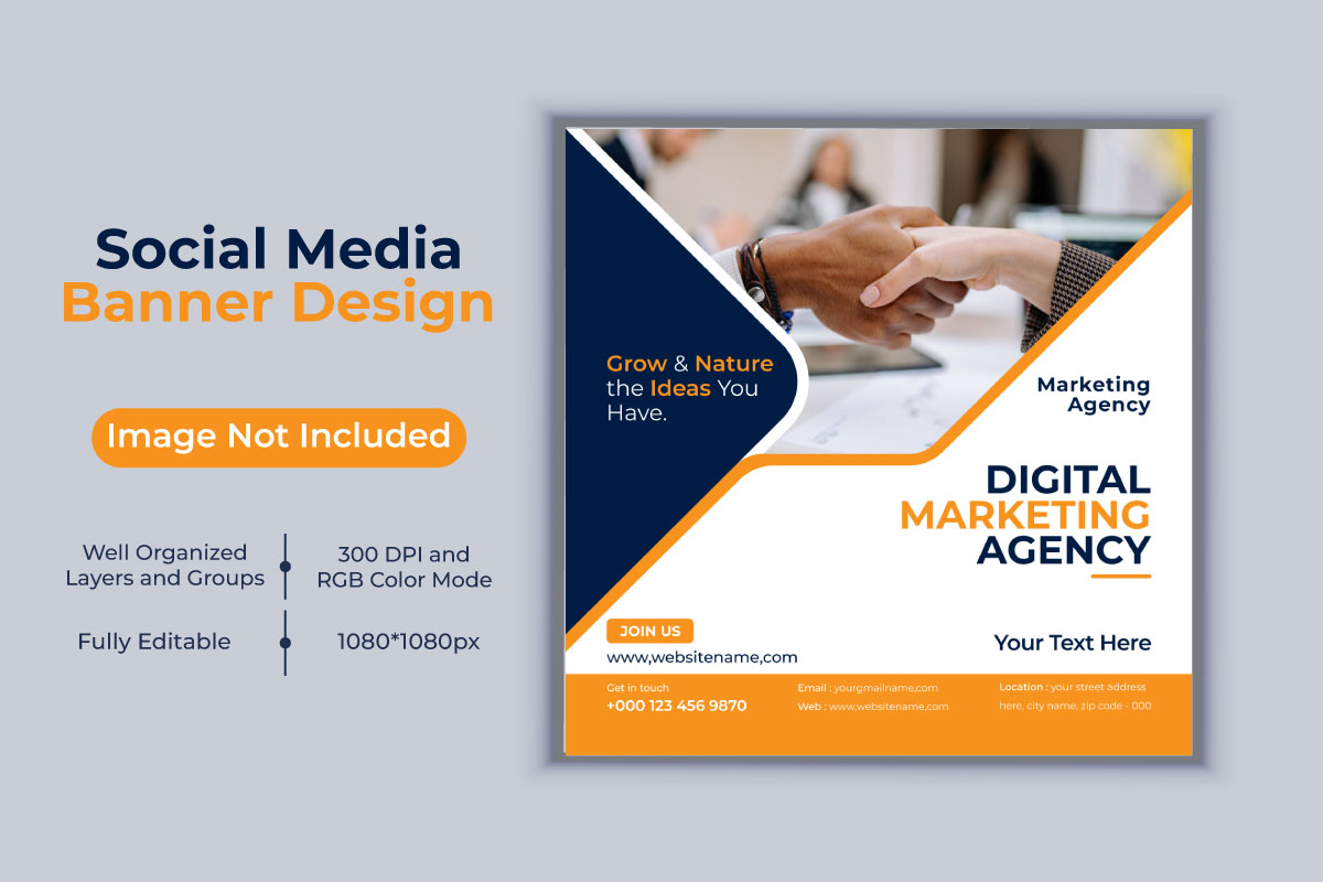 Creative New Digital Marketing Agency Banner Vector Template Design For Social Media Post