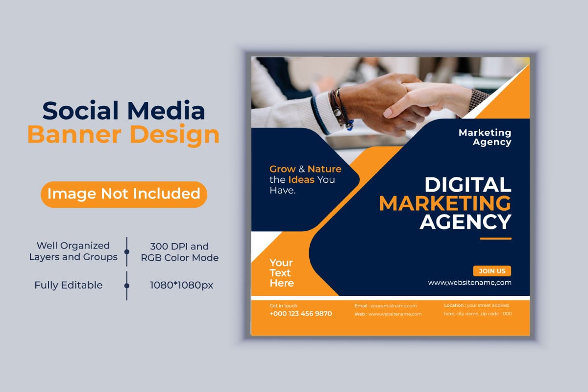 Creative New Idea Digital Marketing Agency Template Social Media Post And Vector Banner