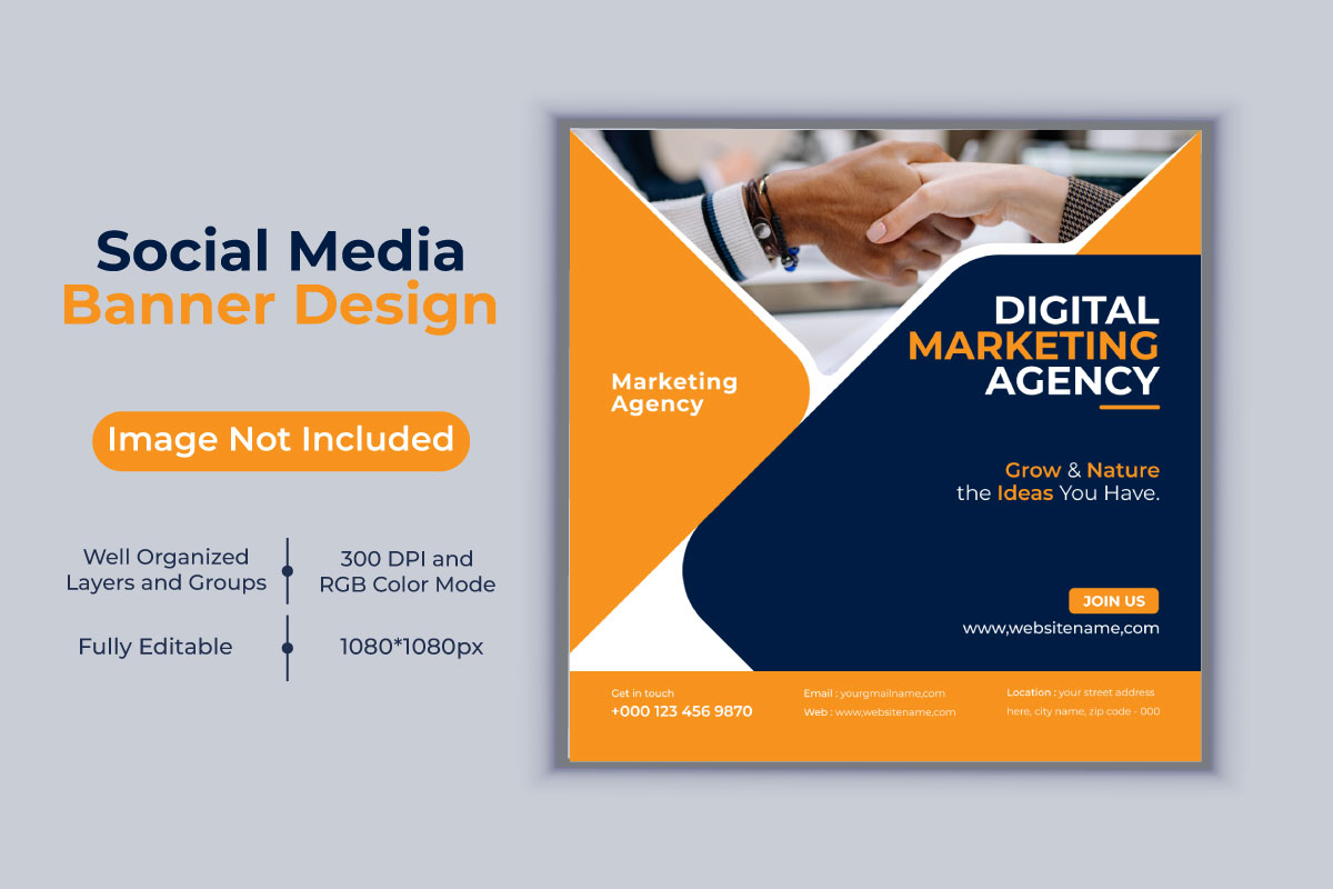 Creative New Digital Marketing Agency Vector Template Social Media Post And Banner