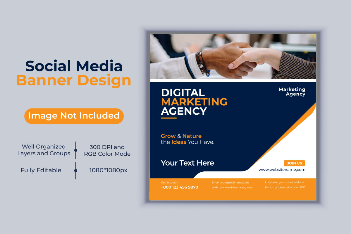 Creative New Digital Marketing Agency Template Social Media Post And Vector Banner Design