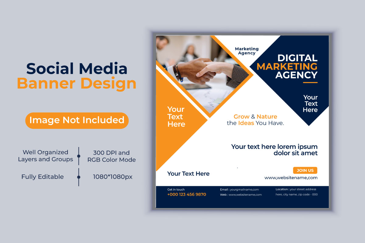 Creative Idea Digital Marketing Agency Vector Template Social Media Post Banner