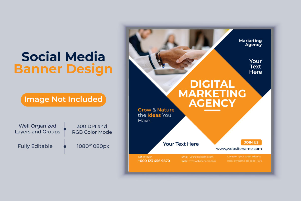 Creative New Idea Digital Marketing Agency Template Social Media Post Vector Banner Design