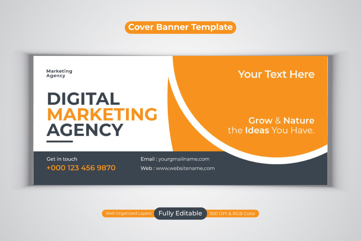 Digital Marketing Agency Facebook Cover Business Banner Design  Vector Template